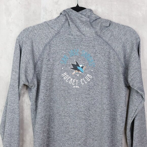 NHL San Jose Sharks Pullover Womens Size Small Gray Hockey Club Shirt Thumbholes - Picture 2 of 6